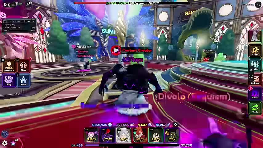 Anime Vanguards anniversary lobby shown in AB Plays October 12 gameplay video